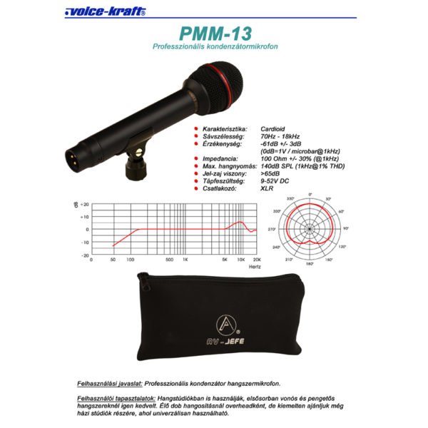 Voice-Kraft PMM-13 Kondenzátor hangszer mikrofon