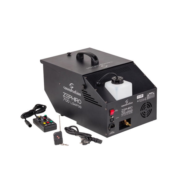 Soundsation ZEPHIRO 700 LOW FOG Compact machine for ground fog effect with wired and wireless controllers.