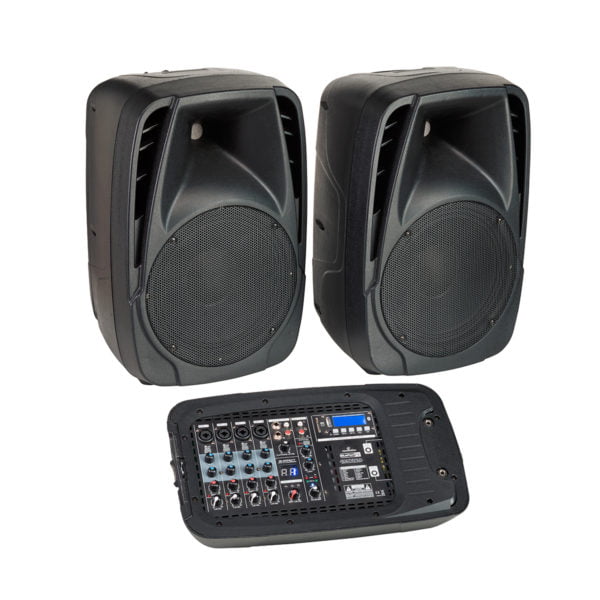 Soundsation BLUEPORT FX 2x100W Portable PA System with active mixer and two passive 2-Way Speakers