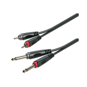 Soundsation JJRR-15BK Adapter kábel: 2x6.3mm Jack papa - 2xRCA papa / 1.5mt