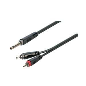 Soundsation JRR-15BK Y-adapter kábel: 6.3mm Jack papa SZTEREO - 2xRCA papa / 1.5mt