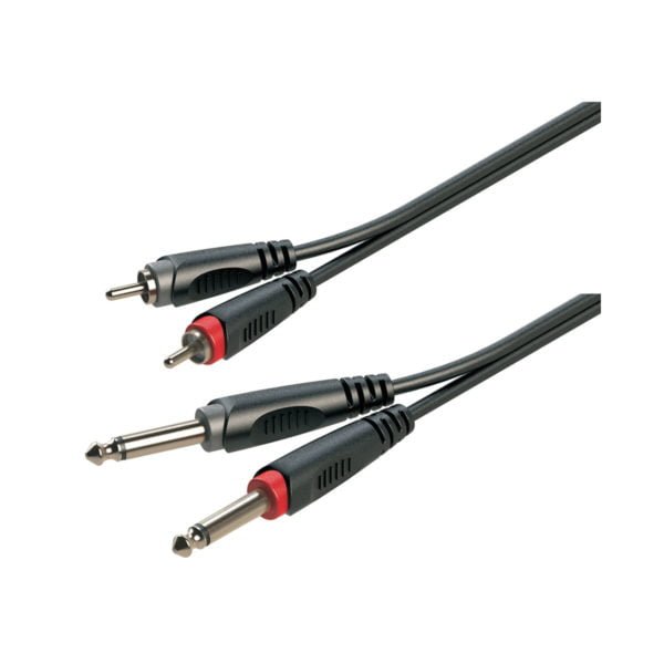 Soundsation JJRR-50BK Adapter kábel: 2x6.3mm Jack papa MONO - 2xRCA papa / 5mt