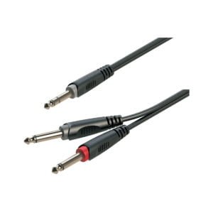 Soundsation JJJ-15BK Y-adapter kábel: 6.3mm Jack papa SZTEREO - 2x6.3mm Jack papa MONO / 1.5mt