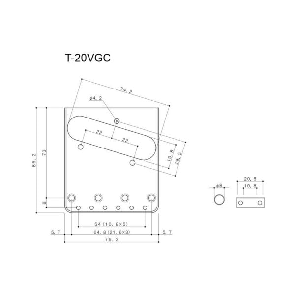 Soundsation Parts TP-T8C Deluxe króm fix híd Telecaster stílusú gitárhoz