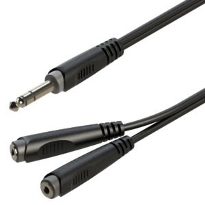 Soundsation GL-JS2JSF02 Y-adapter kábel: 6.3mm Jack papa SZTEREO - 2x6.3mm Jack mama SZTEREO / 0.2mt
