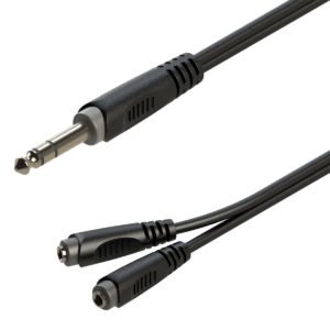 Soundsation GL-JS2JSFm02 Y-adapter kábel: 6.3mm Jack papa SZTEREO - 2x3.5mm Jack mama SZTEREO / 0.2mt